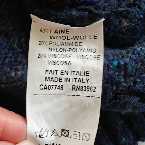 LAGO MADE IN ITALY BLUE WOOL BLEND MEN'S SWEATER SIZE L - Picture 5 of 6